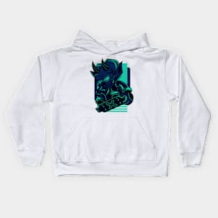 Little Demon Skateboard Blue Teal Kids Hoodie